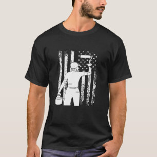 Camiseta Pintor Bandera Estadounidense Trabajo Entusiasta D