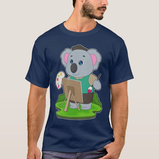 Camiseta Pintor de Koala Pincel Pintura (Anverso)