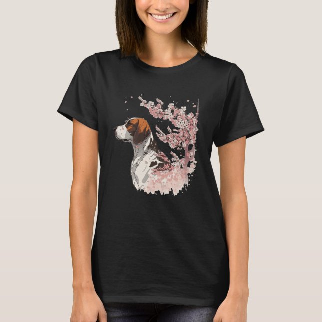 Camiseta Pintor inglés Cherry Blossom Perro Raza japonés (Anverso)