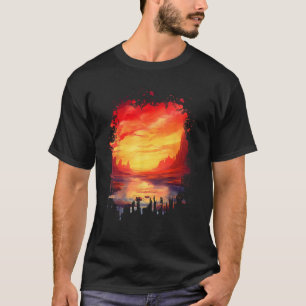Camiseta Pintoresco Paisaje Fantastico Sunset Over Mountain