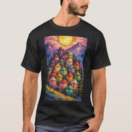 Camiseta Pintoresco Pueblo de Montaña – Paisajes Abstractos