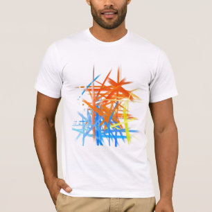 Camiseta Pintura abstracta Azul amarillo retro Naranja