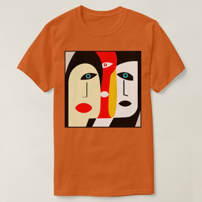 Camiseta pintura abstracta de arte moderno 3 caras de mujer (Diseño del anverso)