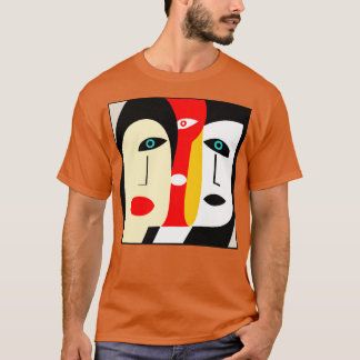 Camiseta pintura abstracta de arte moderno 3 caras de mujer