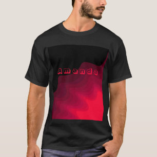 Camiseta Pintura abstracta de ondas negras y rojas