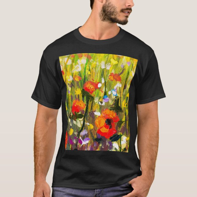 Camiseta Pintura abstracta del campo de los pipetas rojas (Anverso)