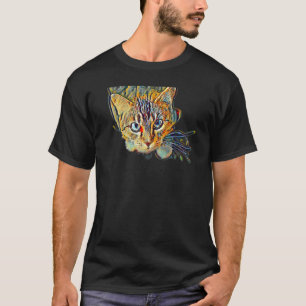 Camiseta Pintura abstracta digital de un gato 10