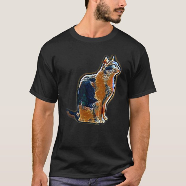 Camiseta Pintura abstracta digital de un gato 13 (Anverso)