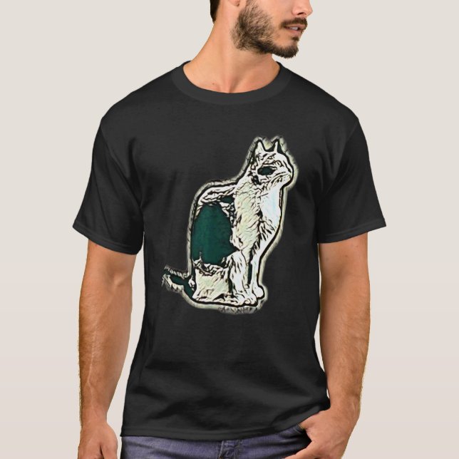 Camiseta Pintura abstracta digital de un gato 16 (Anverso)