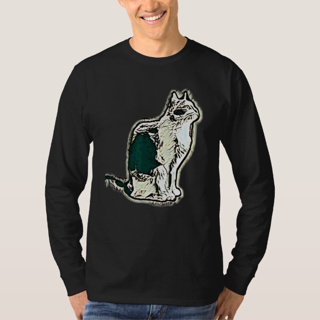 Camiseta Pintura abstracta digital de un gato 16 (Anverso)