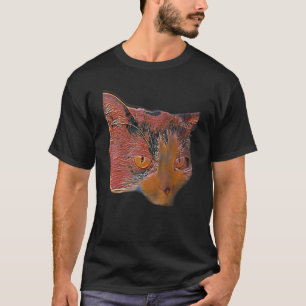 Camiseta Pintura abstracta digital de un gato 3