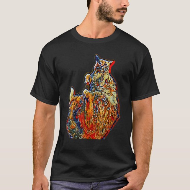Camiseta Pintura abstracta digital de un gato 31 (Anverso)