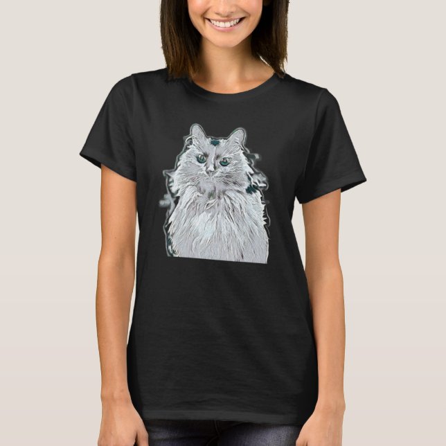 Camiseta Pintura abstracta digital de un gato 32 (Anverso)