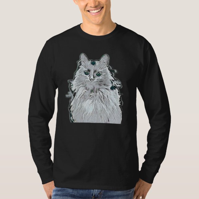 Camiseta Pintura abstracta digital de un gato 32 (Anverso)