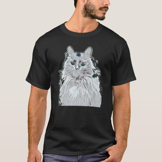 Camiseta Pintura abstracta digital de un gato 32 (Anverso)