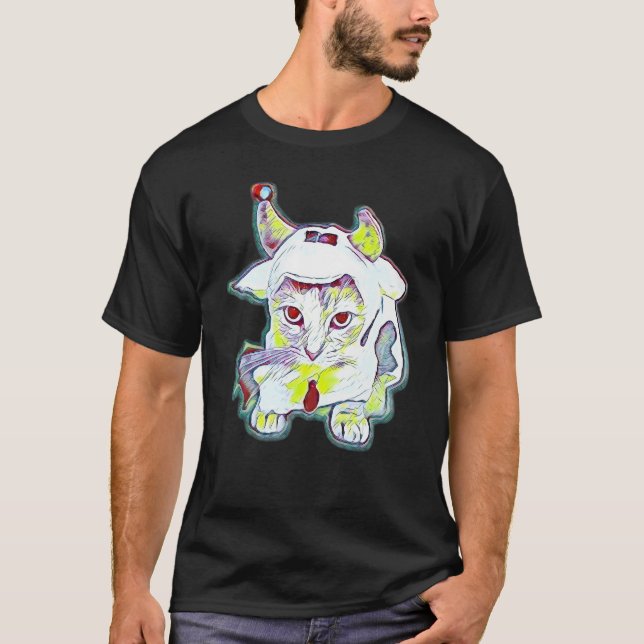 Camiseta Pintura abstracta digital de un gato 35 (Anverso)