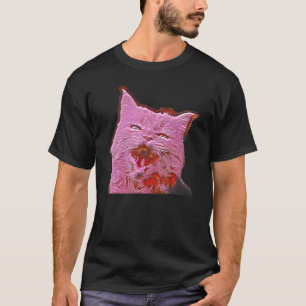Camiseta Pintura abstracta digital de un gato 4