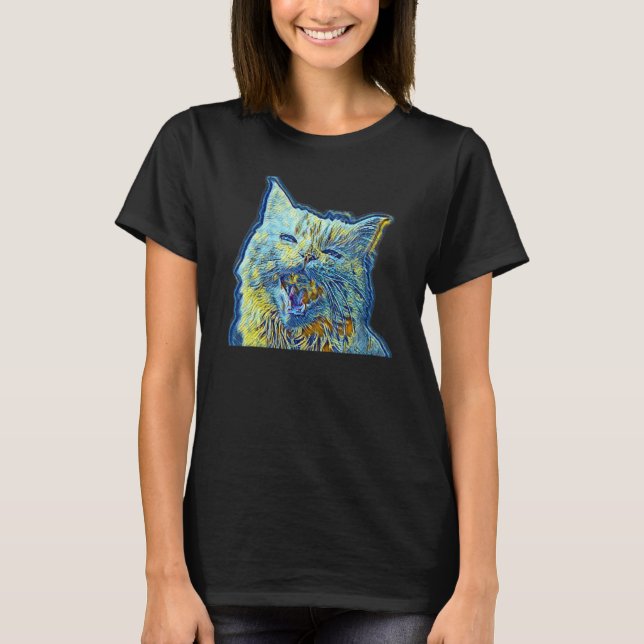 Camiseta Pintura abstracta digital de un gato 49 (Anverso)
