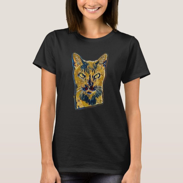 Camiseta Pintura abstracta digital de un gato 53 (Anverso)