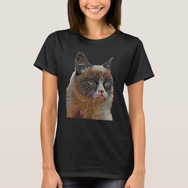 Camiseta Pintura abstracta digital de un gato 57 (Anverso)
