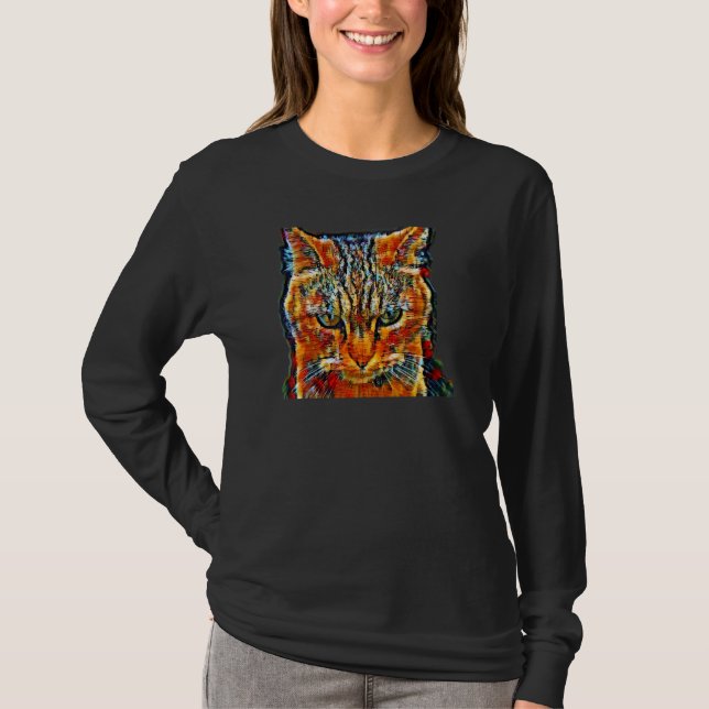 Camiseta Pintura abstracta digital de un gato 60 (Anverso)