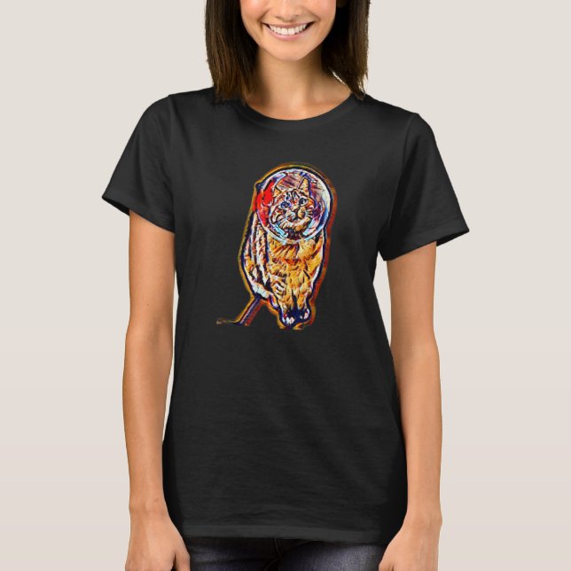 Camiseta Pintura abstracta digital de un gato 9 (Anverso)