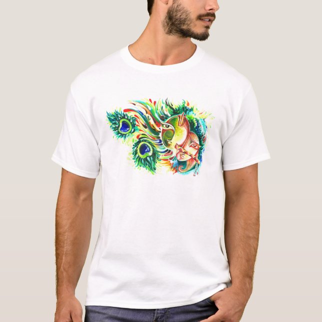 Camiseta Pintura abstracta hecha a mano del señor Krishna y (Anverso)