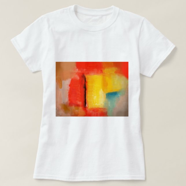 Camiseta Pintura abstracta moderna de color rojo amarillo (Diseño del anverso)