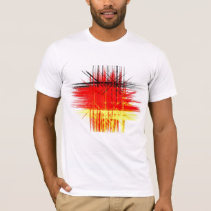 Camiseta Pintura abstracta   Rojo negro retro amarillo