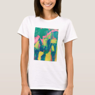 Camiseta Pintura abstracta verde y rosa resumen arte abstra