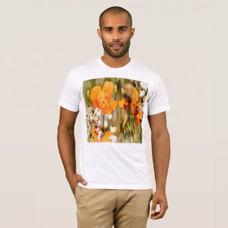 Camiseta Pintura acrílica de la adormidera del Naranja Dora