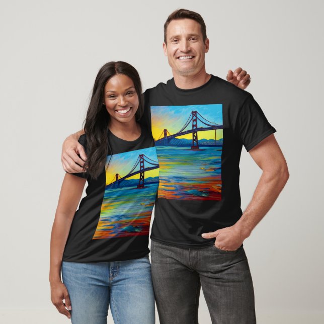 Camiseta Pintura acrílica, Puente de la Bahía de San Franci (Unisexo)