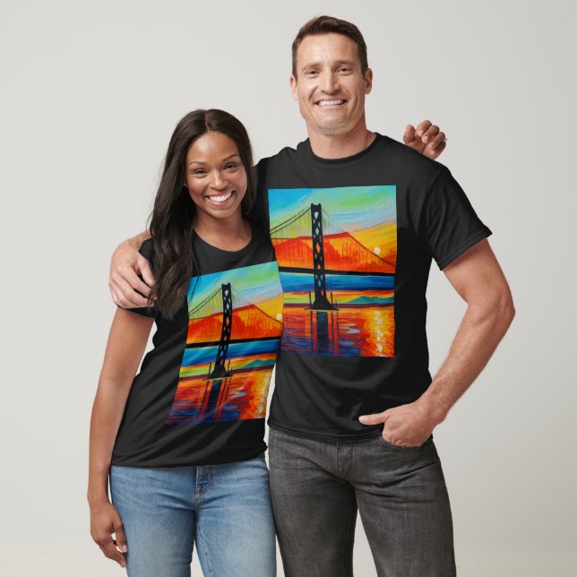 Camiseta Pintura acrílica, Puente de la Bahía de San Franci (Unisexo)