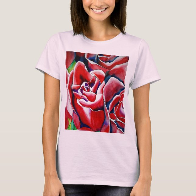 Camiseta Pintura acuarela de rosa Roses (Anverso)