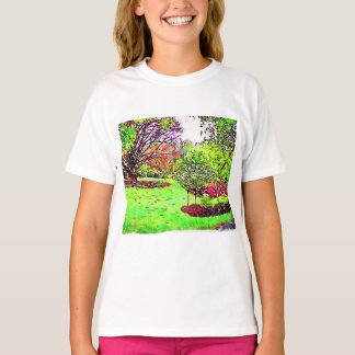 Camiseta Pintura acuarela de un frondoso jardín de primaver