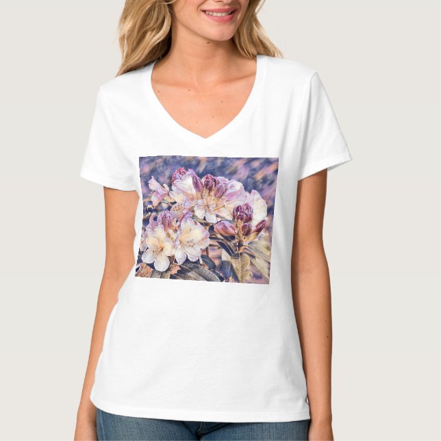 Camiseta Pintura acuarela de una flor de azeea morada (Anverso)