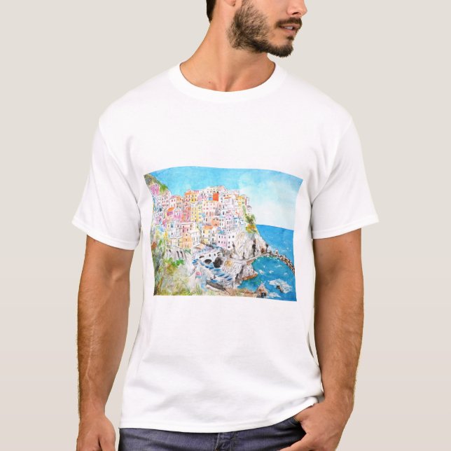 Camiseta Pintura acuática de Cinque Terre (Anverso)