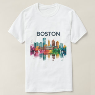 Camiseta Pintura al agua del horizonte de Boston   Horizont