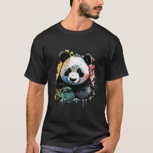 Camiseta Pintura al óleo acuarela de panda colorida