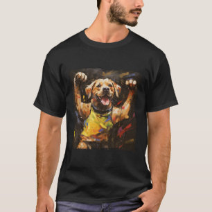 Camiseta Pintura al óleo colorida de un perro labrador kick