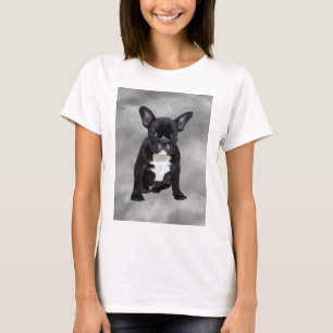 Camiseta Pintura al óleo de Bulldog Francés sentado en acua