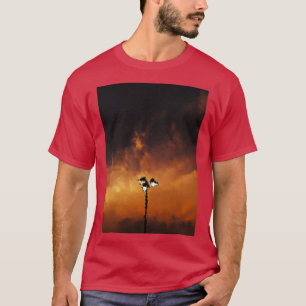 Camiseta pintura al óleo digital de una puesta de sol rosa