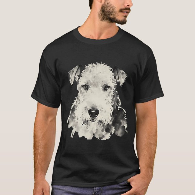 Camiseta Pintura al Tinta de Bedlington Terrier Primer Plan (Anverso)