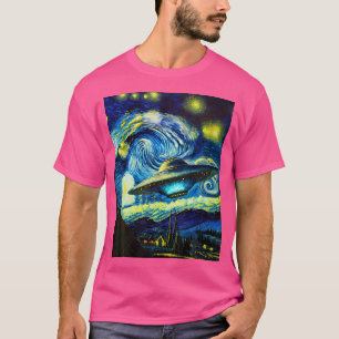 Camiseta Pintura Alien Starry Night Style Van Gogh Alien U