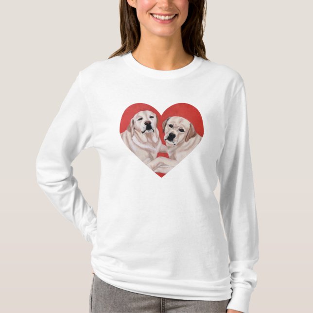 Camiseta Pintura amarilla del dúo de Labrador (Anverso)