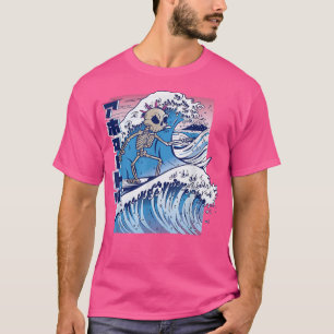 Camiseta Pintura artística de Great Wave Skeleton