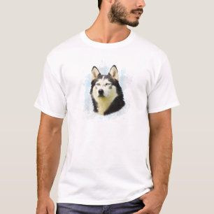 Camiseta Pintura artística en acuarela de perro Husky Siber