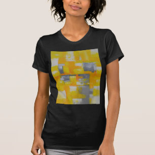 Camiseta pintura blanca amarilla gris del arte abstracto