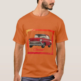 Camiseta Pintura clásica de coches rojos de época en camise