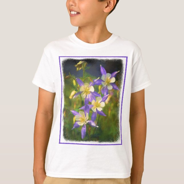 Camiseta Pintura Colorado Blue Columbine - Arte Original (Anverso)
